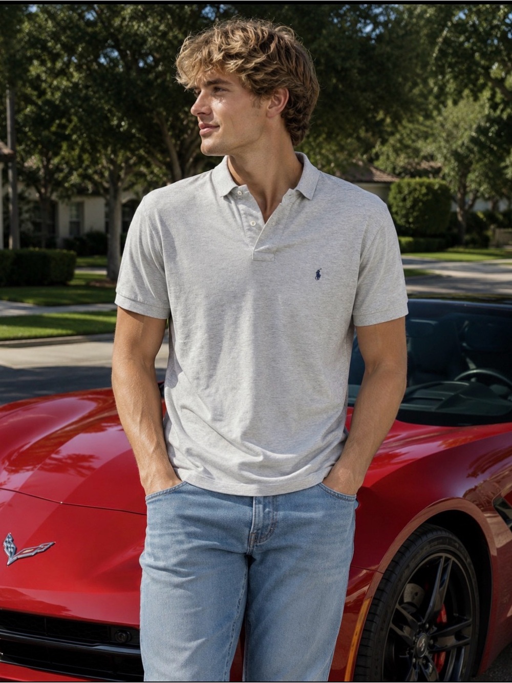 Ralph Lauren grey classic polo top